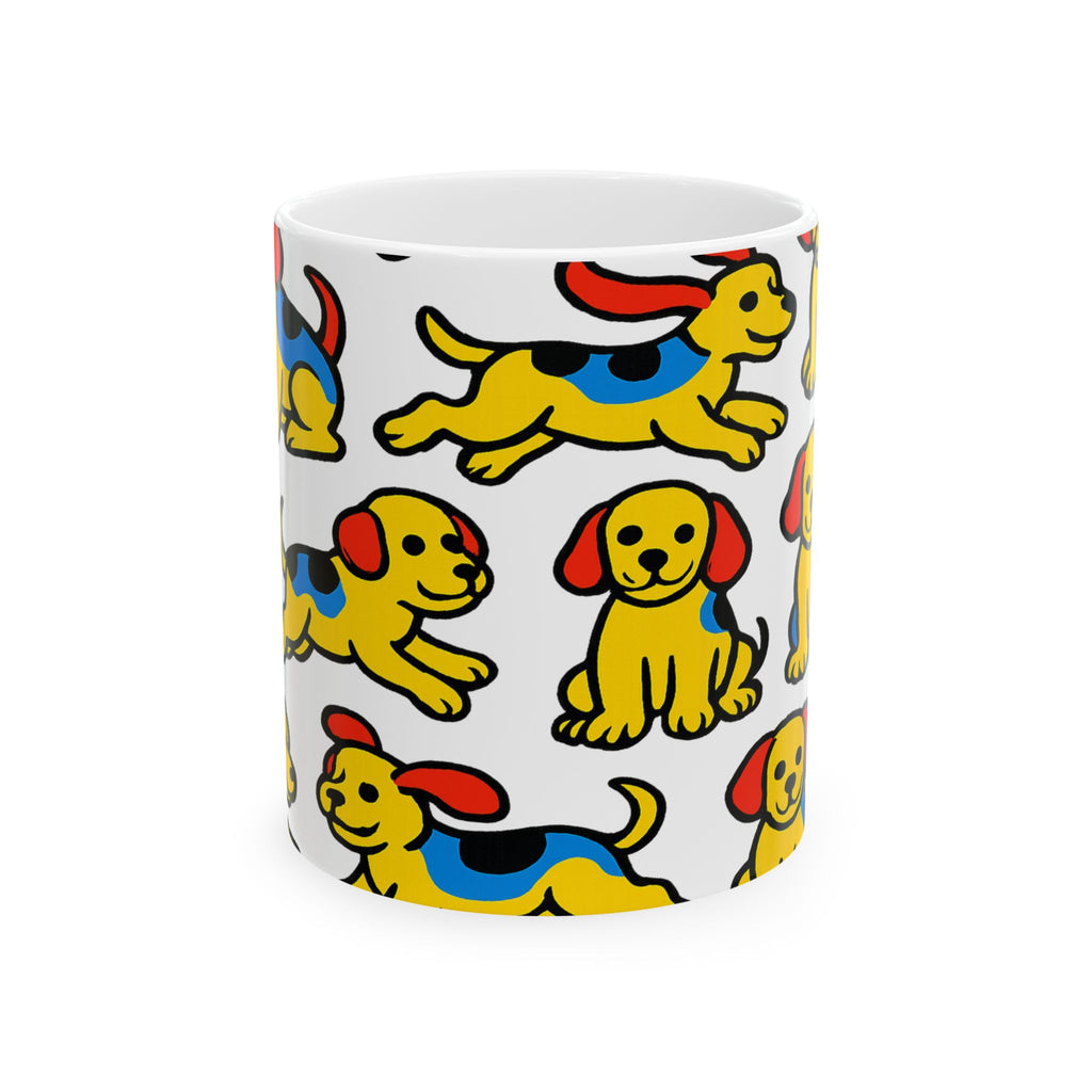 Bold Playful Puppies Full Wrap Coffee Mug | Dogs Gift | Ceramic Mug