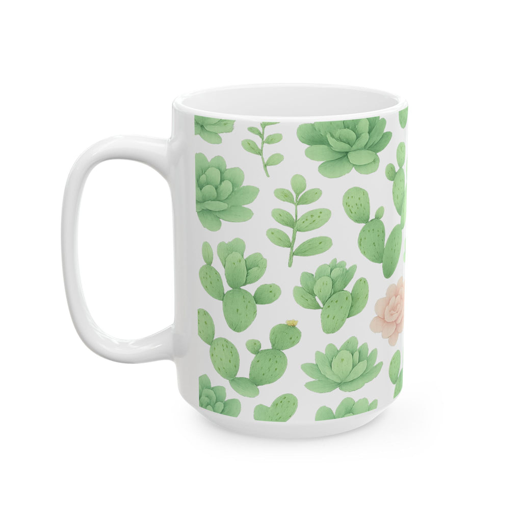 Watercolor Desert Garden Succulents Pattern Coffee Mug | Cactus Lover Gift | Ceramic Mug