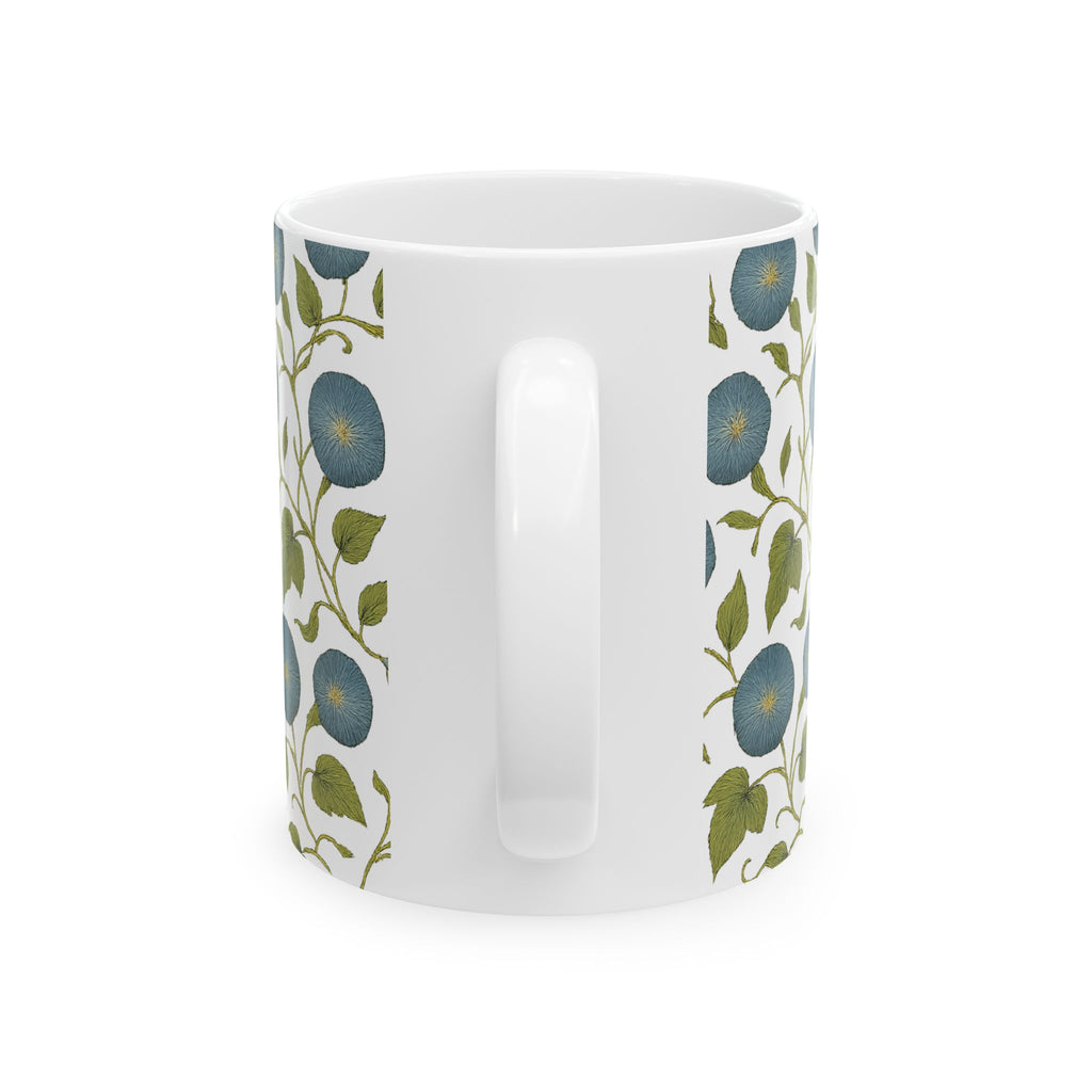 Vintage Morning Glory Vine Full Wrap Coffee Mug | Flowers Gift | Ceramic Mug