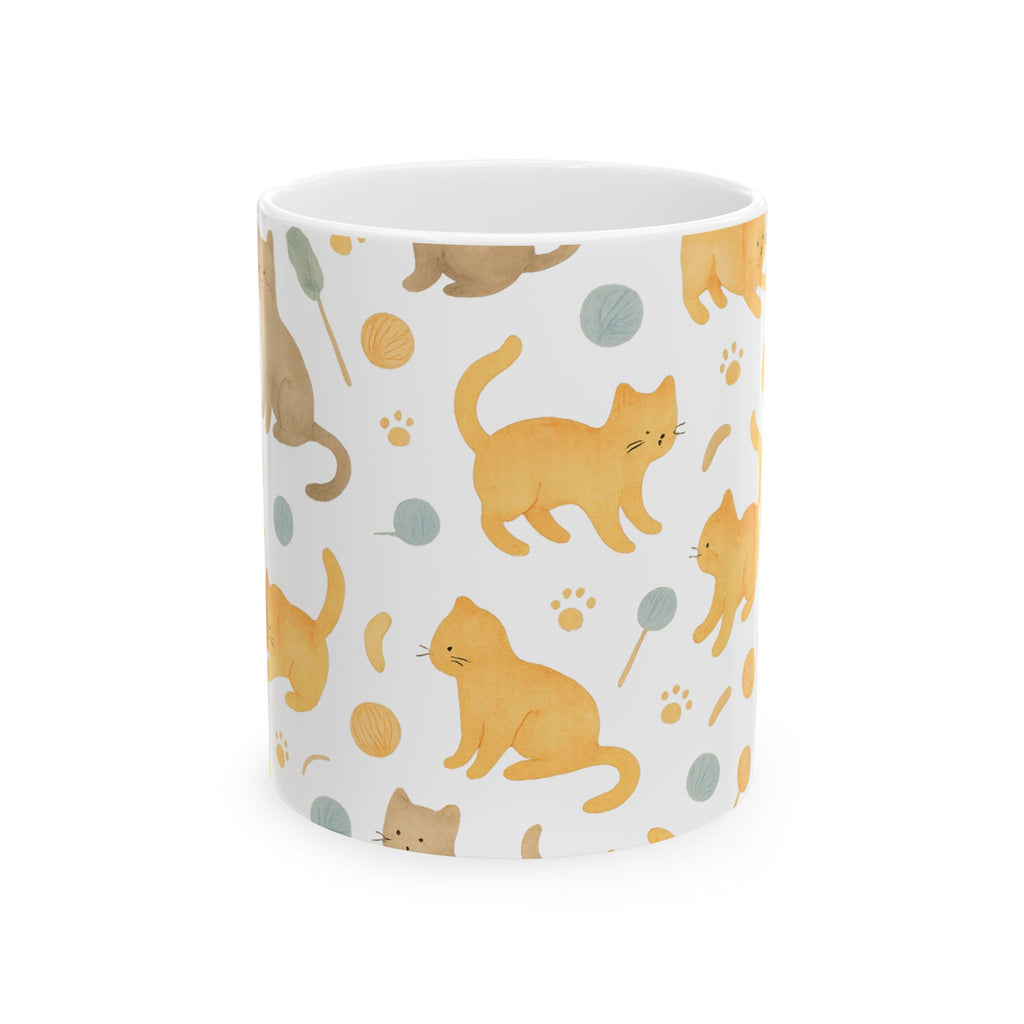 Watercolor Playful Cats Full Wrap Coffee Mug | Cats Gift | Ceramic Mug