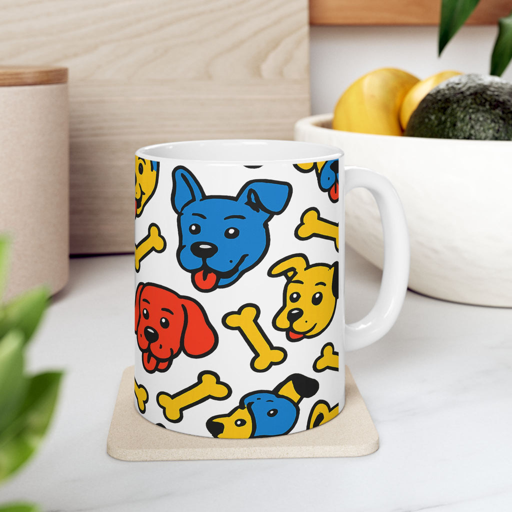 Bold Dogs With Bones Full Wrap Coffee Mug | Dogs Gift | Ceramic Mug