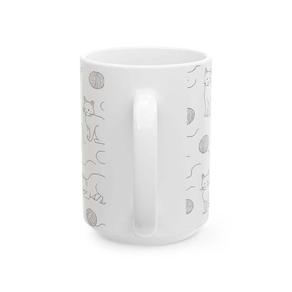 Delicate Cats With Yarn Full Wrap Coffee Mug | Cats Gift | Ceramic Mug