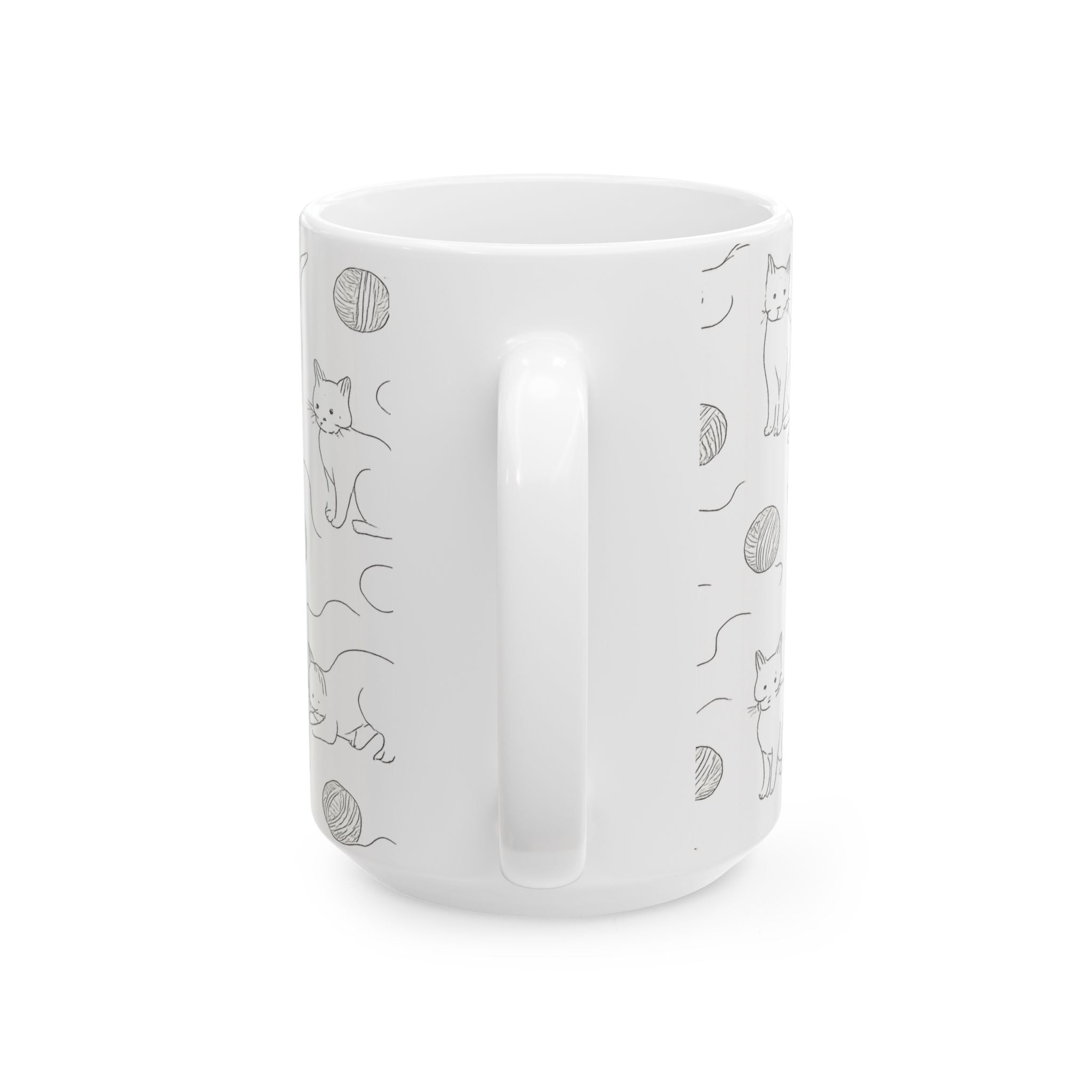 Delicate Cats With Yarn Full Wrap Coffee Mug | Cats Gift | Ceramic Mug