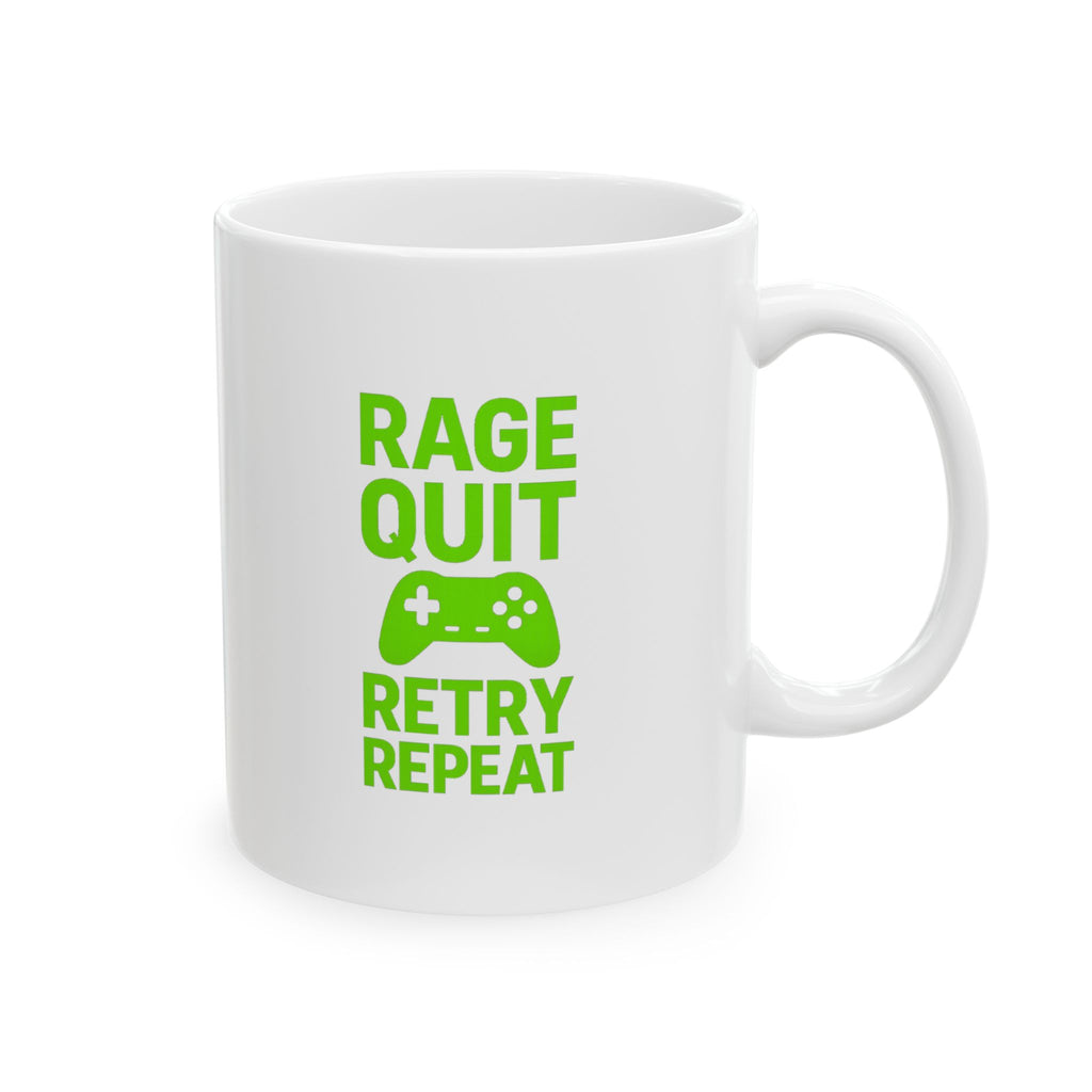 Gamer Rage Quit Retry Repeat Coffee Mug | Unique Gift | Ceramic Mug