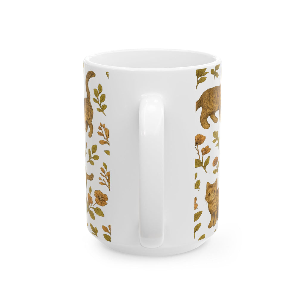 Vintage Curious Cats Full Wrap Coffee Mug | Cats Gift | Ceramic Mug