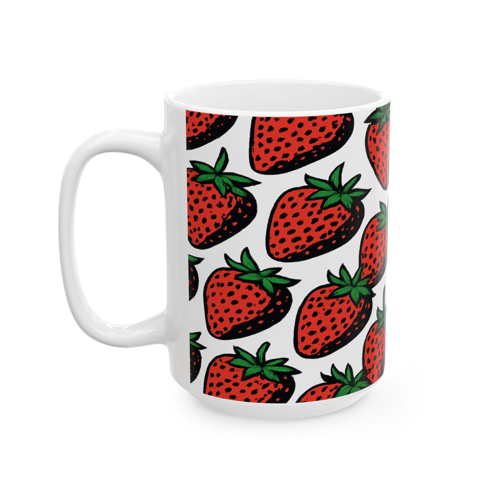 Bold Strawberries Full Wrap Coffee Mug | Fruit Gift | Ceramic Mug
