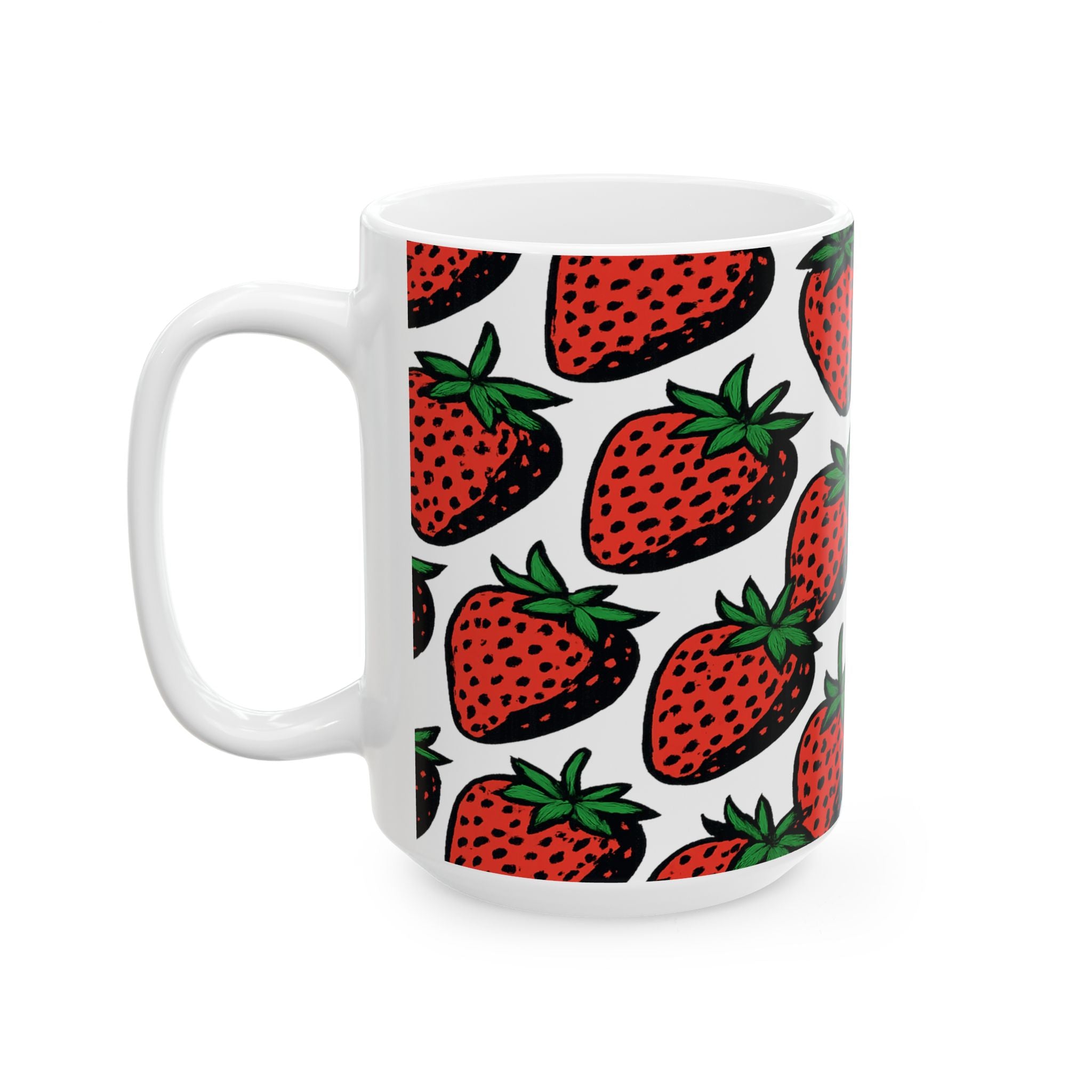 Bold Strawberries Full Wrap Coffee Mug | Fruit Gift | Ceramic Mug