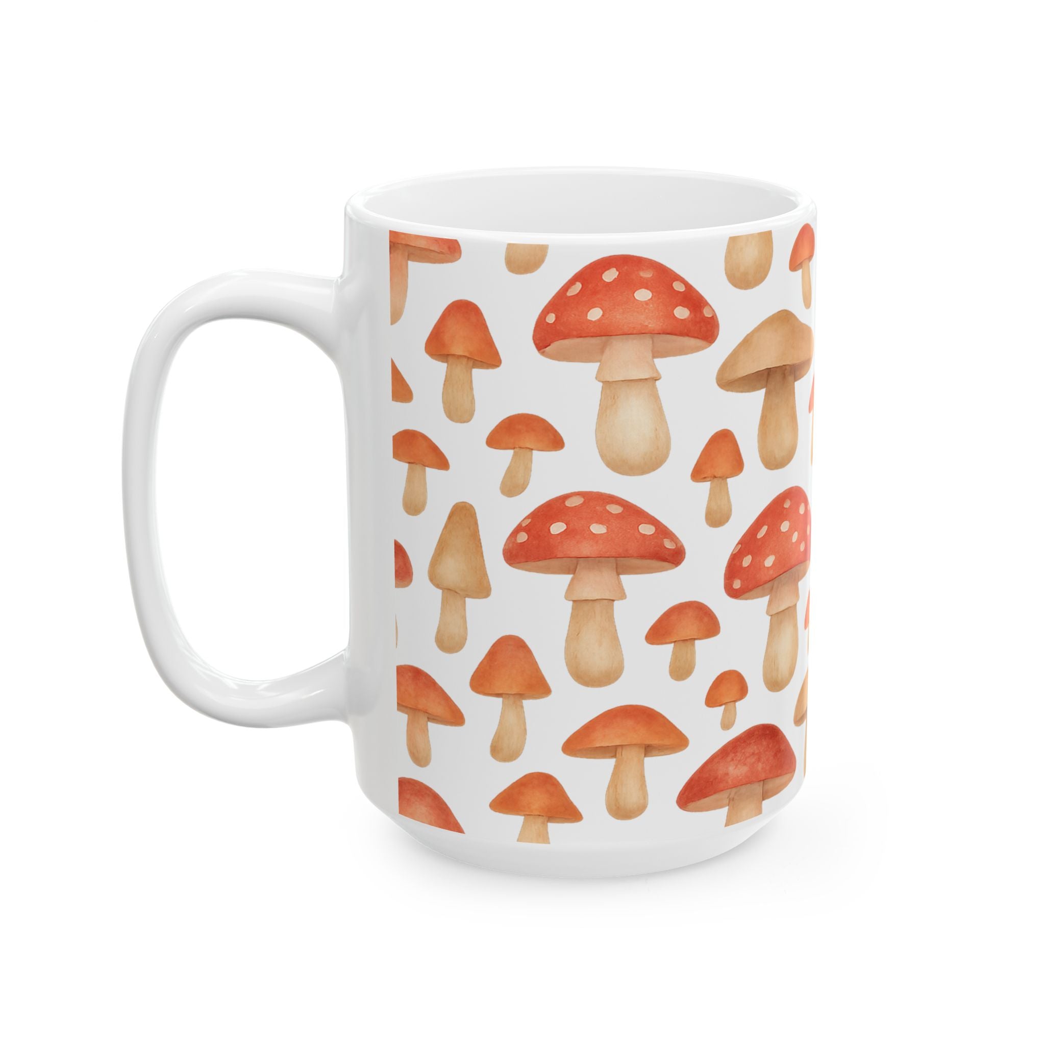 Watercolor Fairy Tale Mushrooms Full Wrap Coffee Mug | Mushrooms Gift | Ceramic Mug