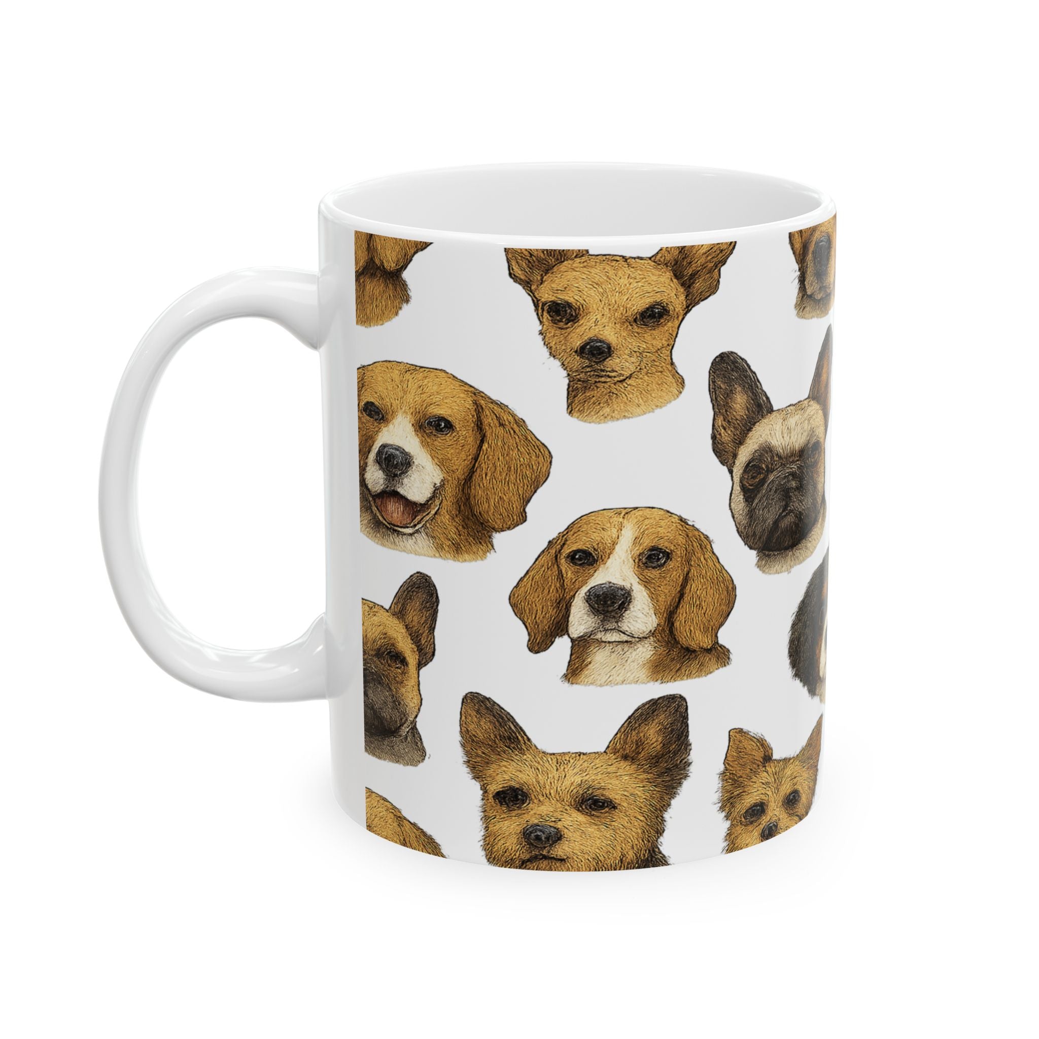 Botanical Dog Faces Full Wrap Coffee Mug | Dogs Gift | Ceramic Mug