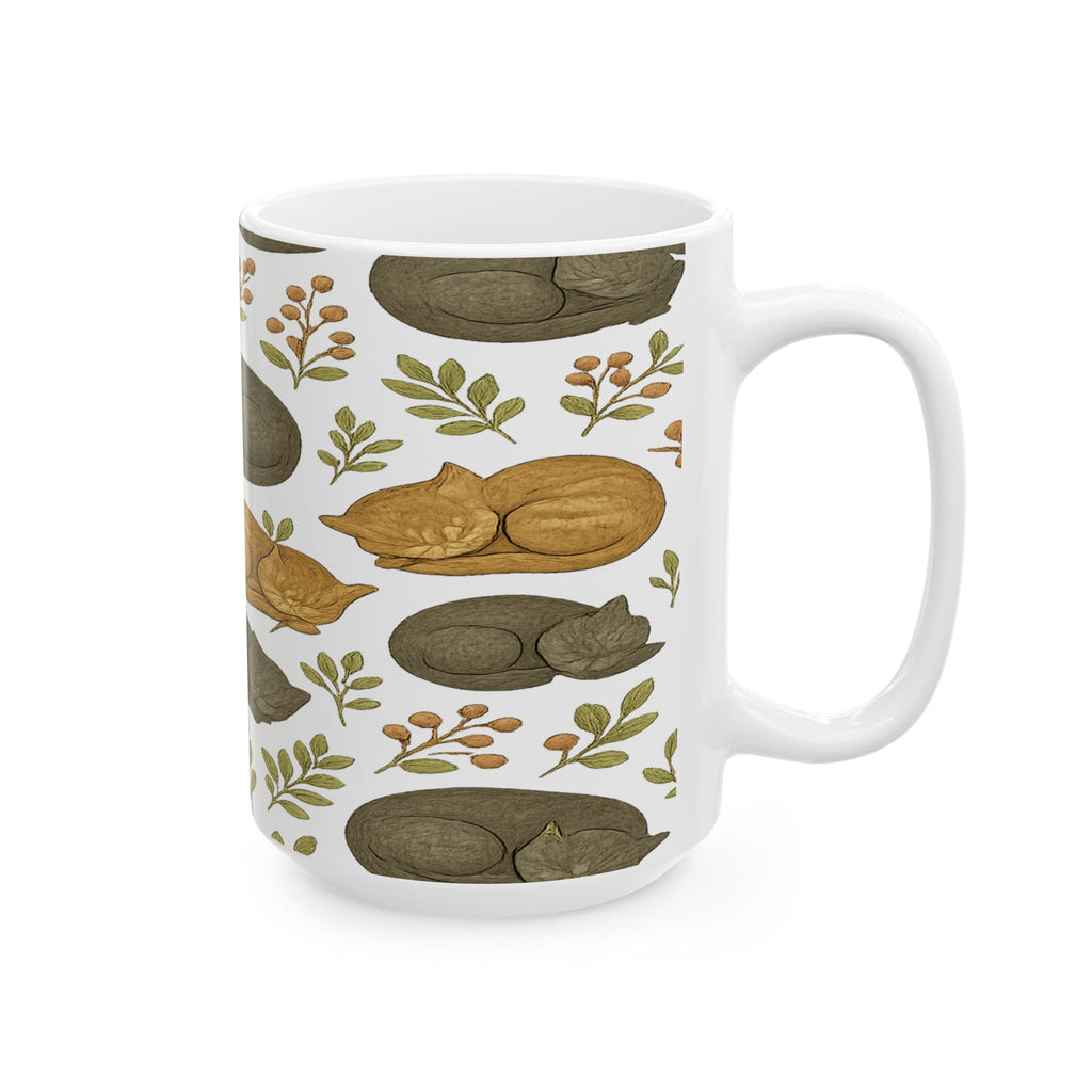 Vintage Sleeping Cats Full Wrap Coffee Mug | Cats Gift | Ceramic Mug
