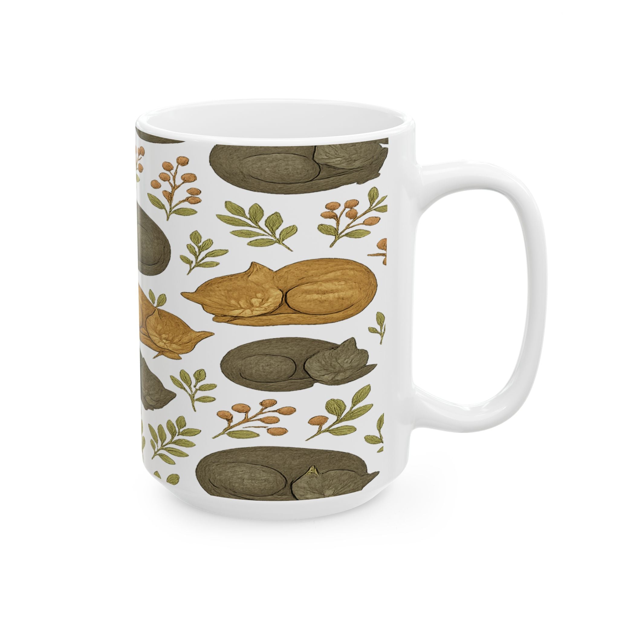Vintage Sleeping Cats Full Wrap Coffee Mug | Cats Gift | Ceramic Mug