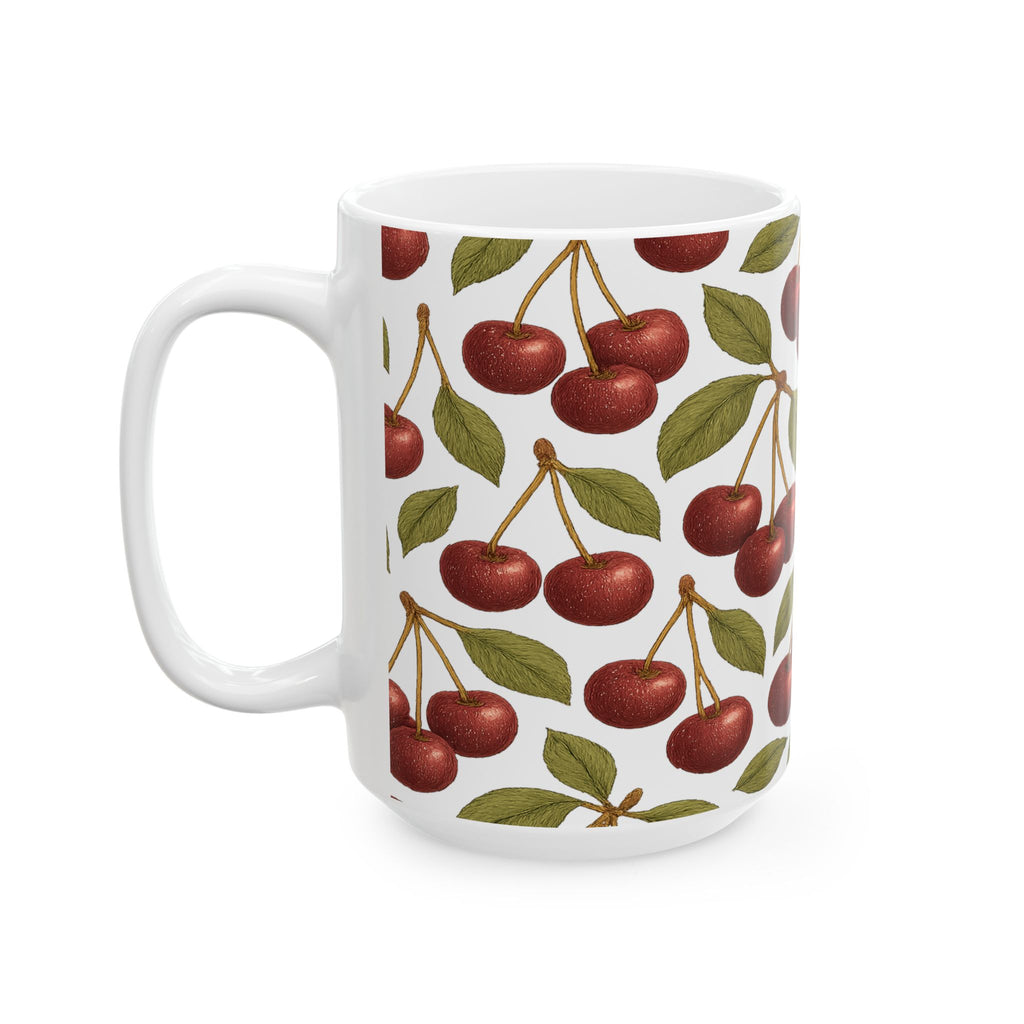 Botanical Cherries Full Wrap Coffee Mug | Fruit Gift | Ceramic Mug
