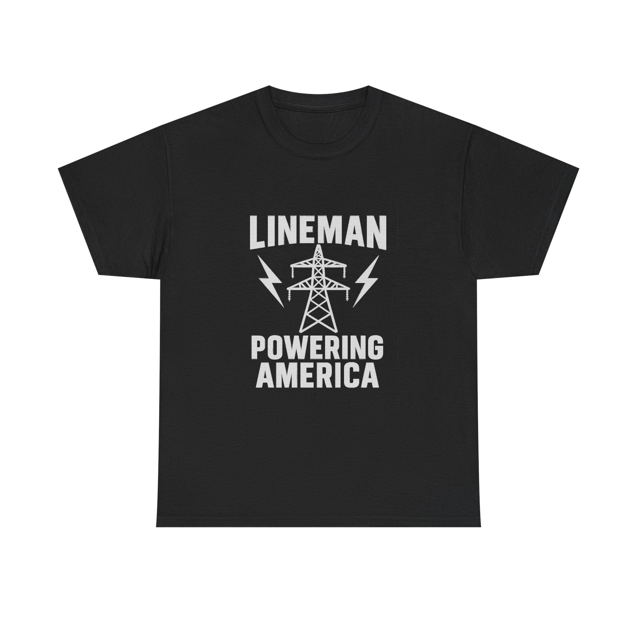 Lineman Powering America Electrician T-Shirt | Unique Gift | Graphic Tee