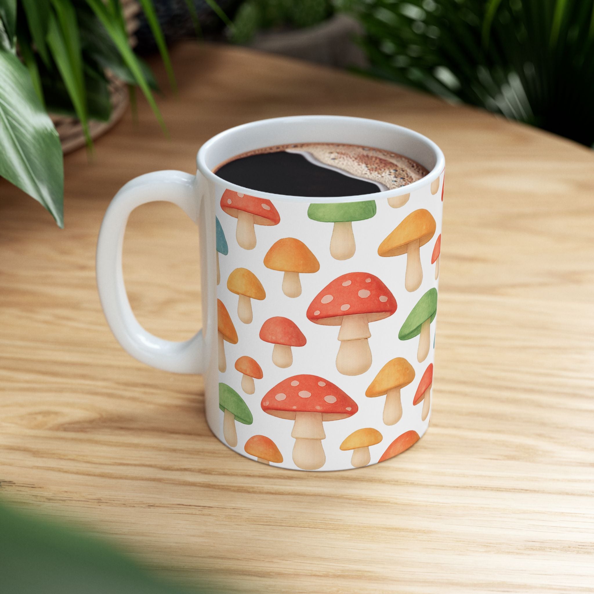 Watercolor Colorful Mushrooms Pattern Coffee Mug | Mushrooms Lover Gift | Ceramic Mug