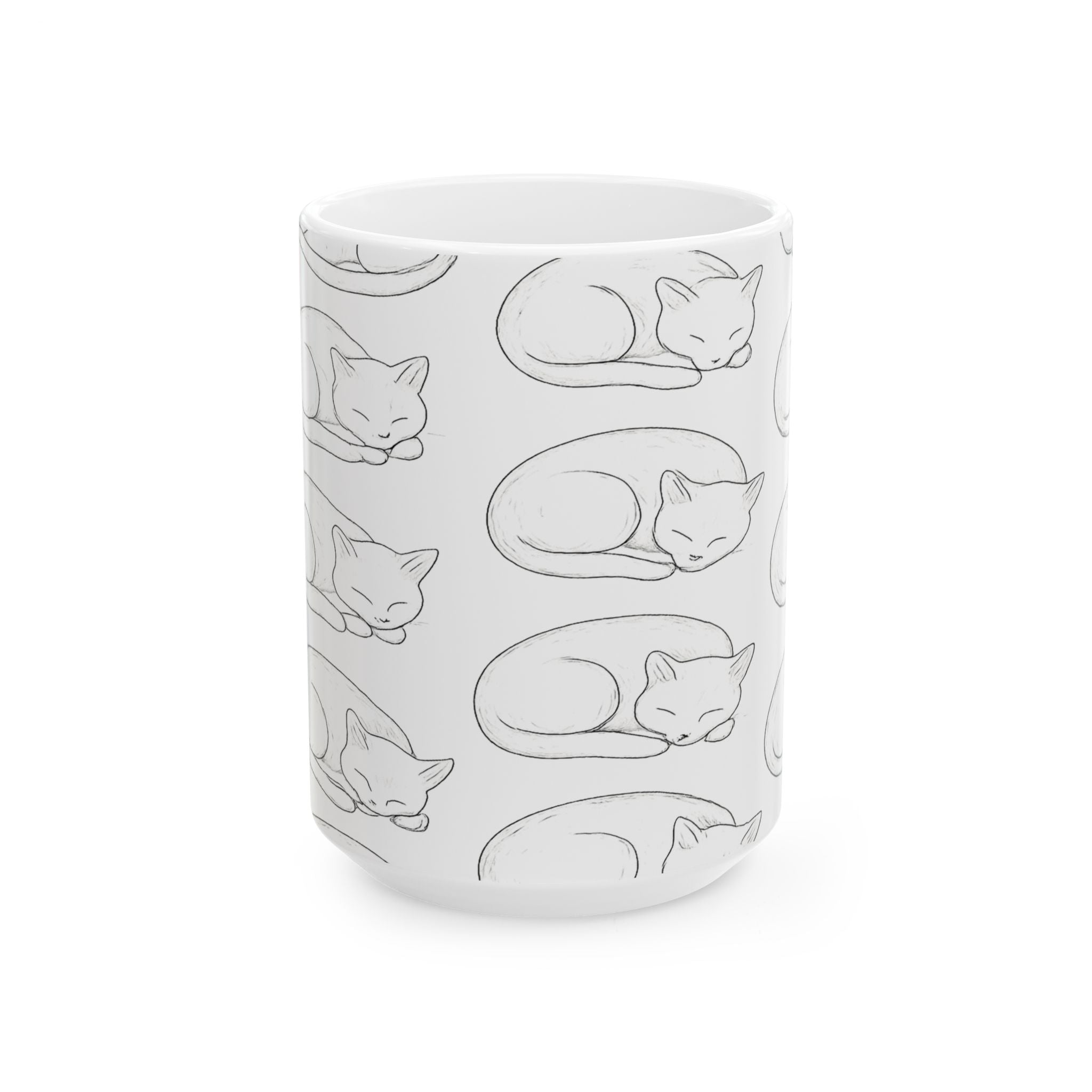 Delicate Sleeping Cats Full Wrap Coffee Mug | Cats Gift | Ceramic Mug