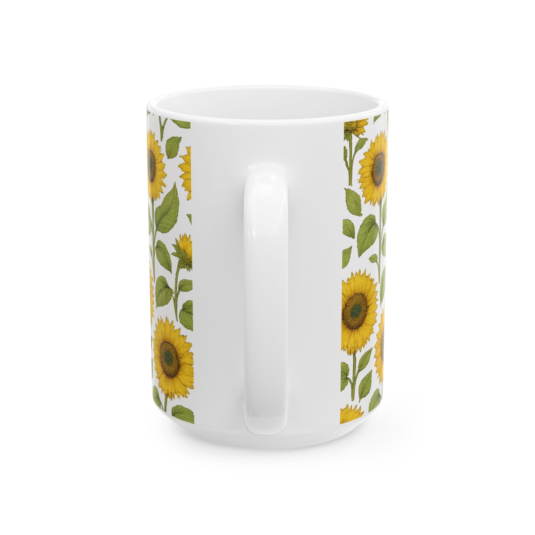 Botanical Sunflower Field Full Wrap Coffee Mug | Flowers Gift | Ceramic Mug