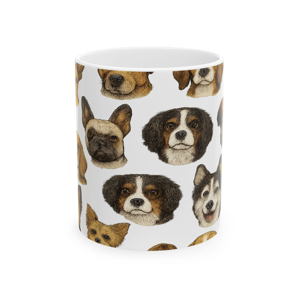 Botanical Dog Faces Full Wrap Coffee Mug | Dogs Gift | Ceramic Mug