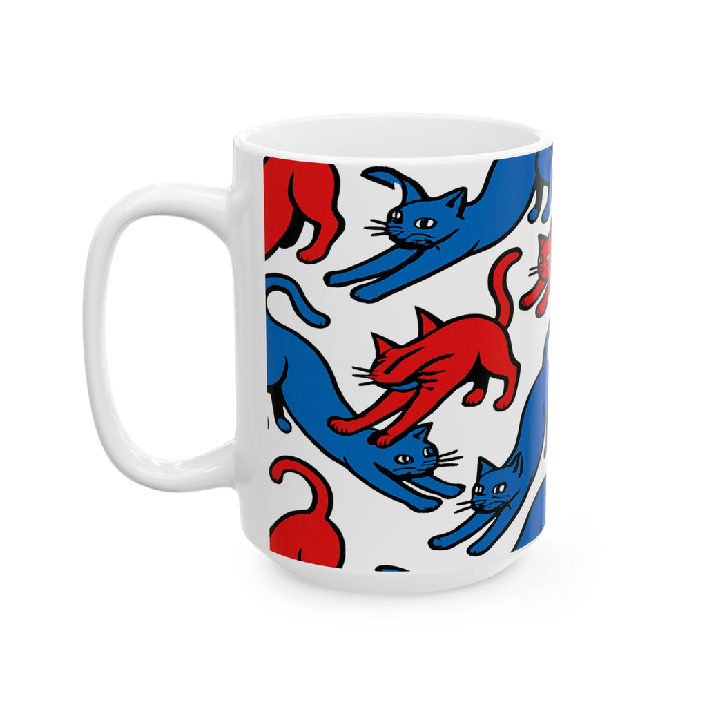 Bold Stretching Cats Full Wrap Coffee Mug | Cats Gift | Ceramic Mug