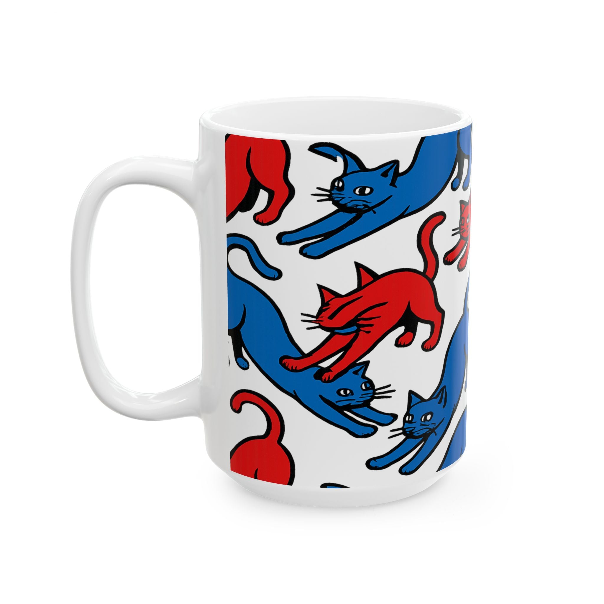 Bold Stretching Cats Full Wrap Coffee Mug | Cats Gift | Ceramic Mug