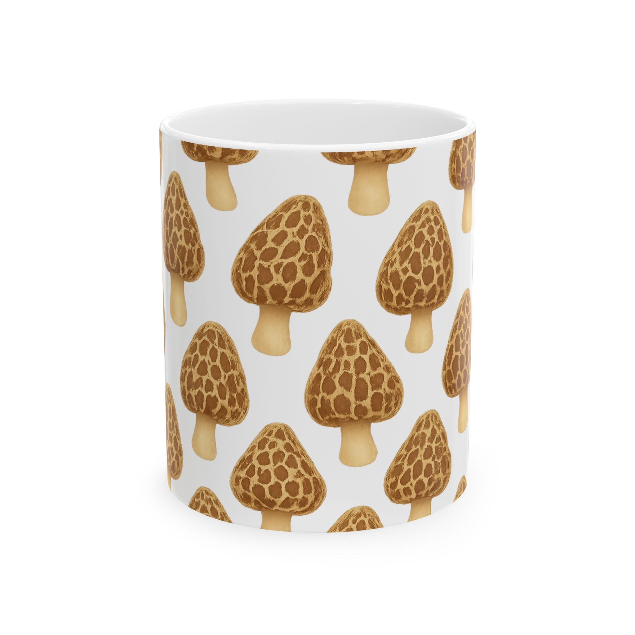 Watercolor Morel Mushrooms Full Wrap Coffee Mug | Mushrooms Gift | Ceramic Mug