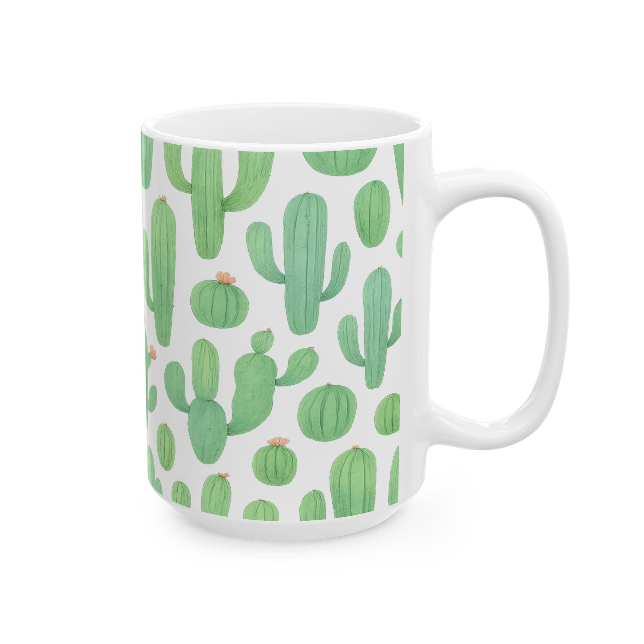 Watercolor Mixed Cactus Collection Full Wrap Coffee Mug | Cactus Gift | Ceramic Mug