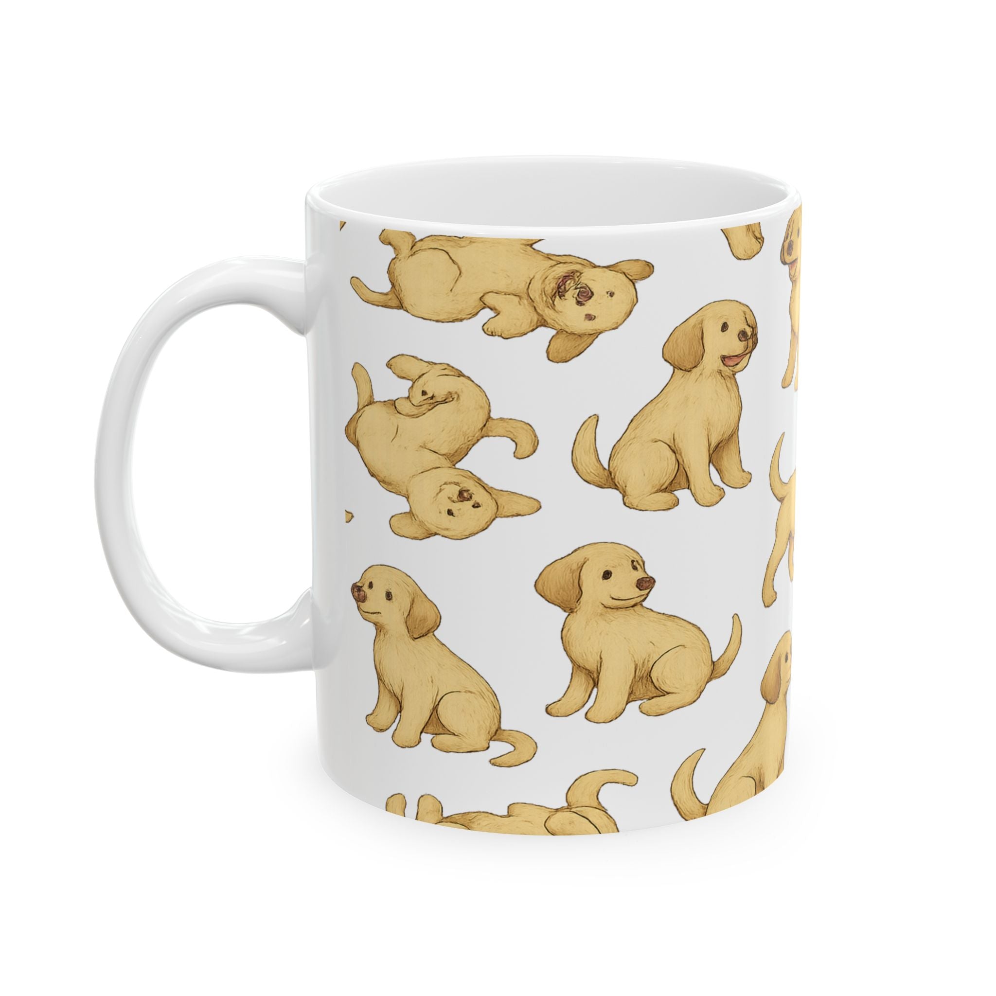 Botanical Playful Puppies Full Wrap Coffee Mug | Dogs Gift | Ceramic Mug