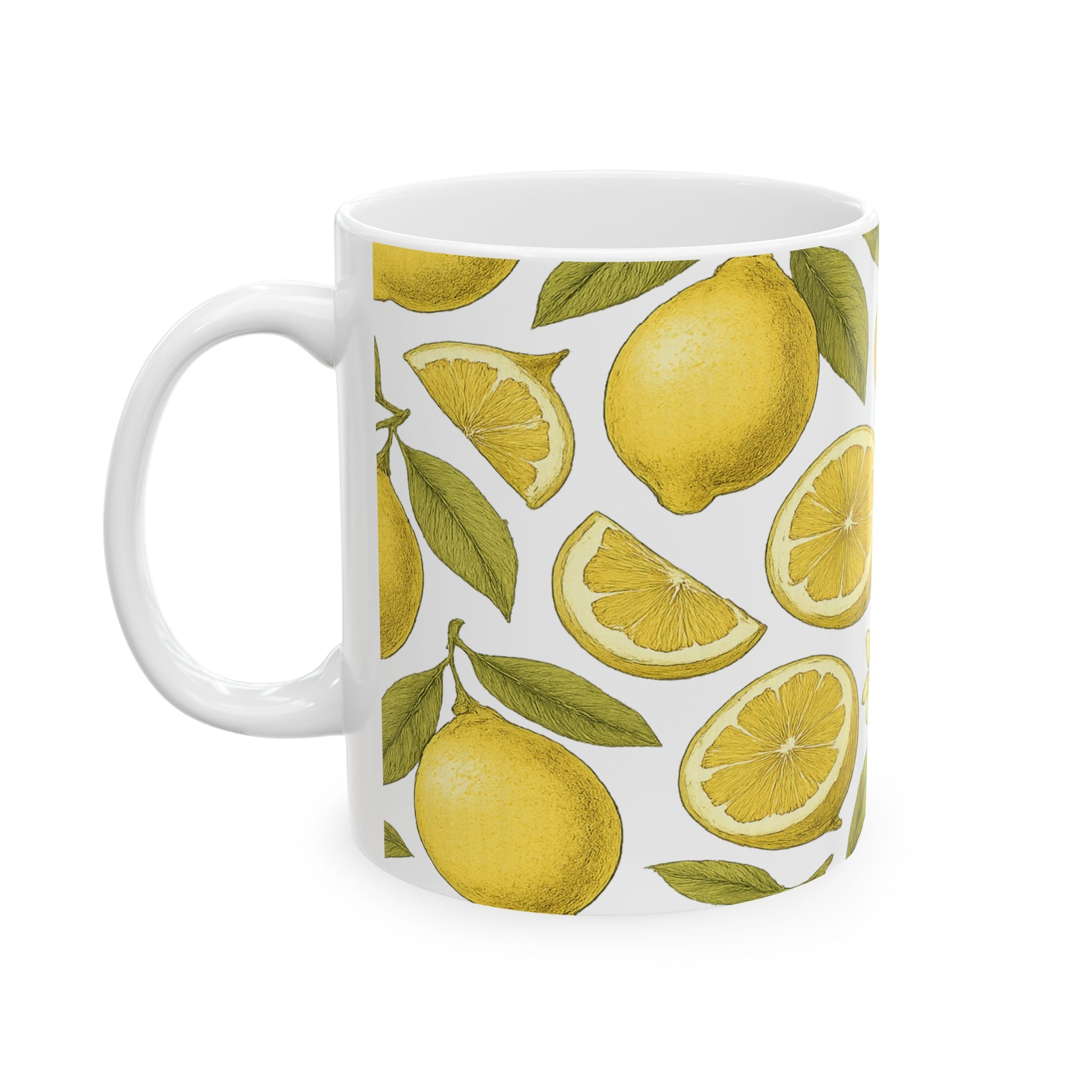 Botanical Lemons Pattern Coffee Mug | Fruit Lover Gift | Ceramic Mug