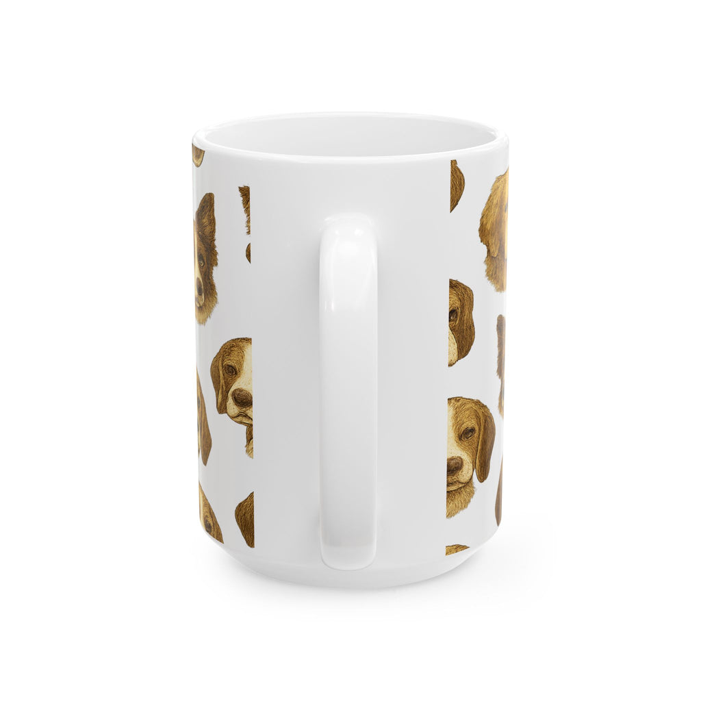 Vintage Dog Faces Full Wrap Coffee Mug | Dogs Gift | Ceramic Mug