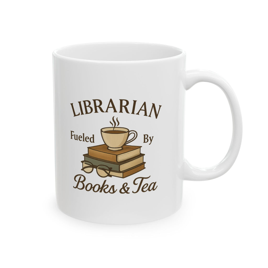 Librarian Fueled By Books And Tea Coffee Mug | Unique Gift | Ceramic Mug