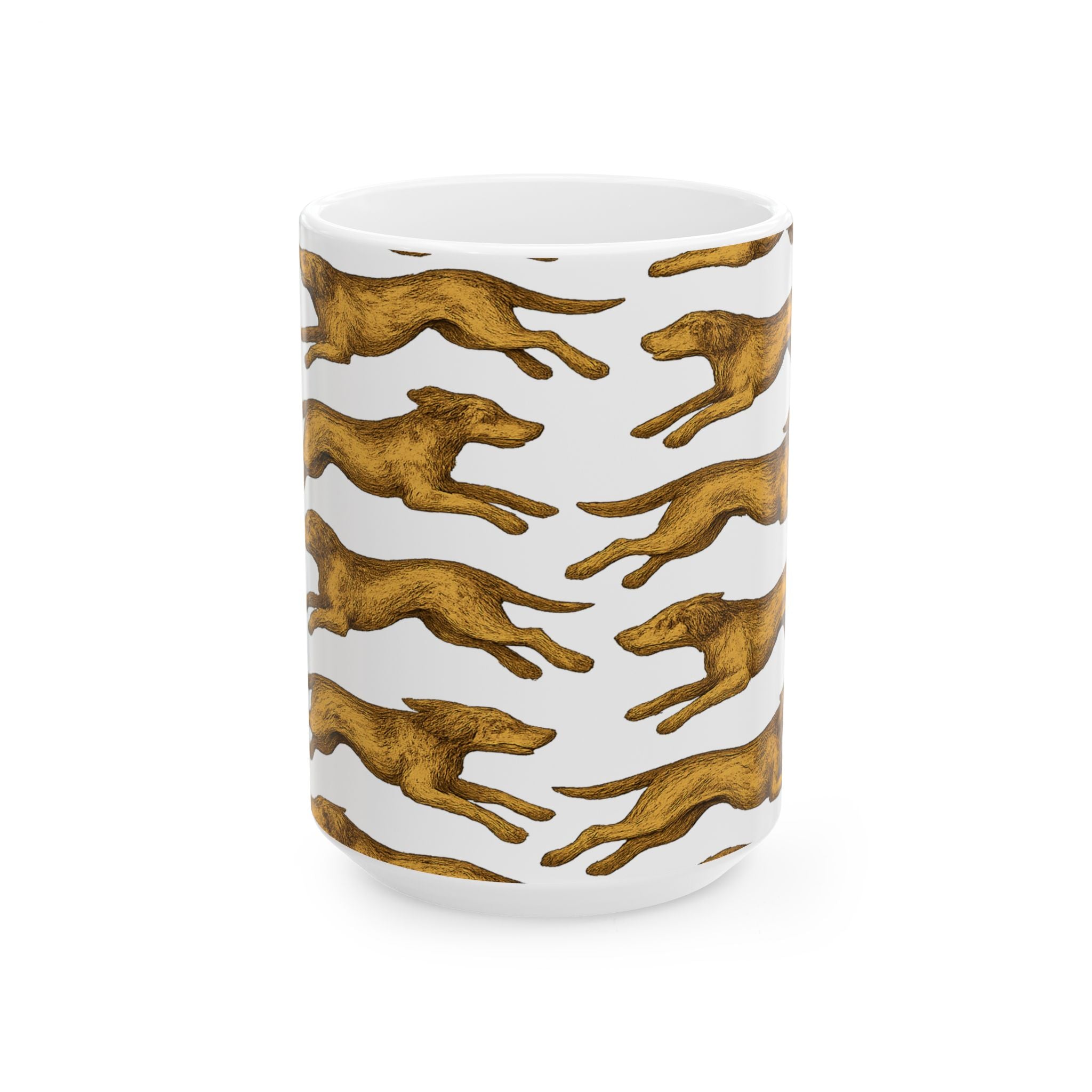 Vintage Running Dogs Full Wrap Coffee Mug | Dogs Gift | Ceramic Mug