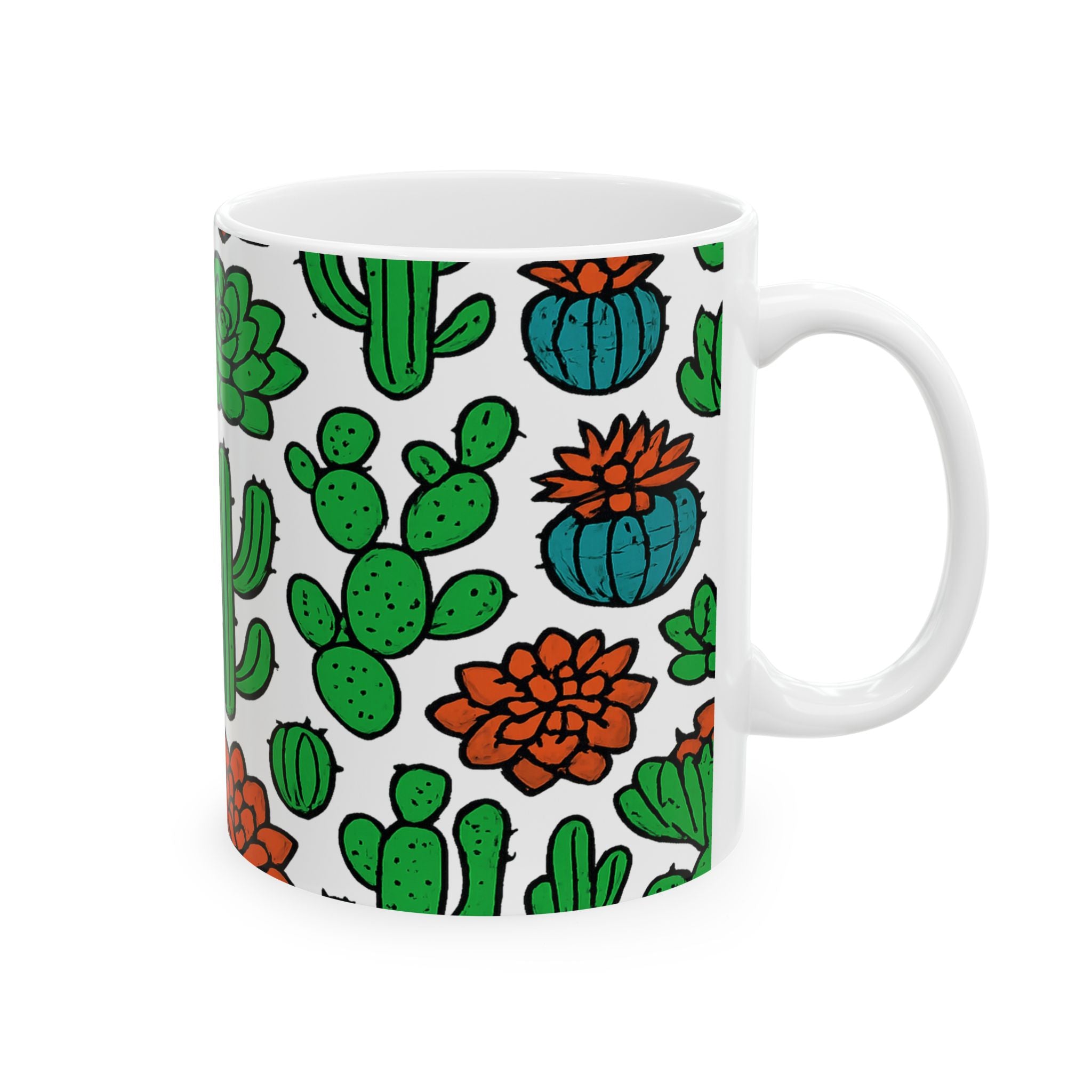 Bold Desert Garden Succulents Pattern Coffee Mug | Cactus Lover Gift | Ceramic Mug