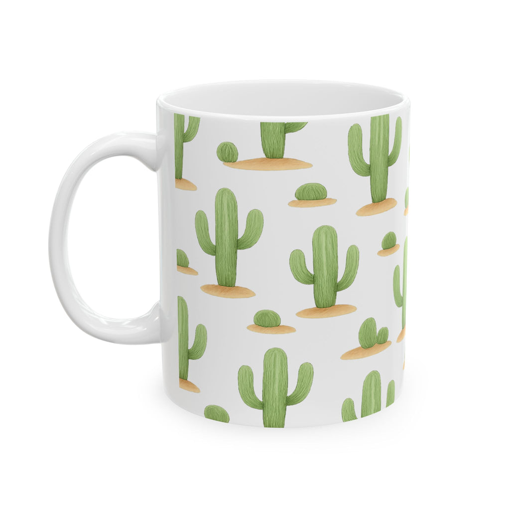 Watercolor Saguaro Cactus Desert Pattern Coffee Mug | Cactus Lover Gift | Ceramic Mug
