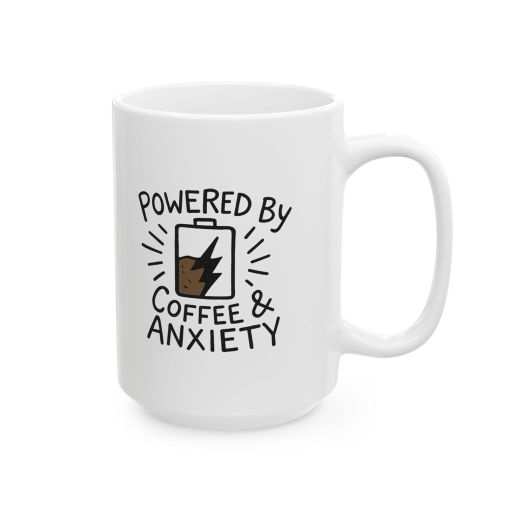 Powered By Coffee And Anxiety Funny Coffee Mug | Coffee Lover Gift | Ceramic Mug