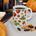 Botanical Strawberries Full Wrap Coffee Mug | Fruit Gift | Ceramic Mug