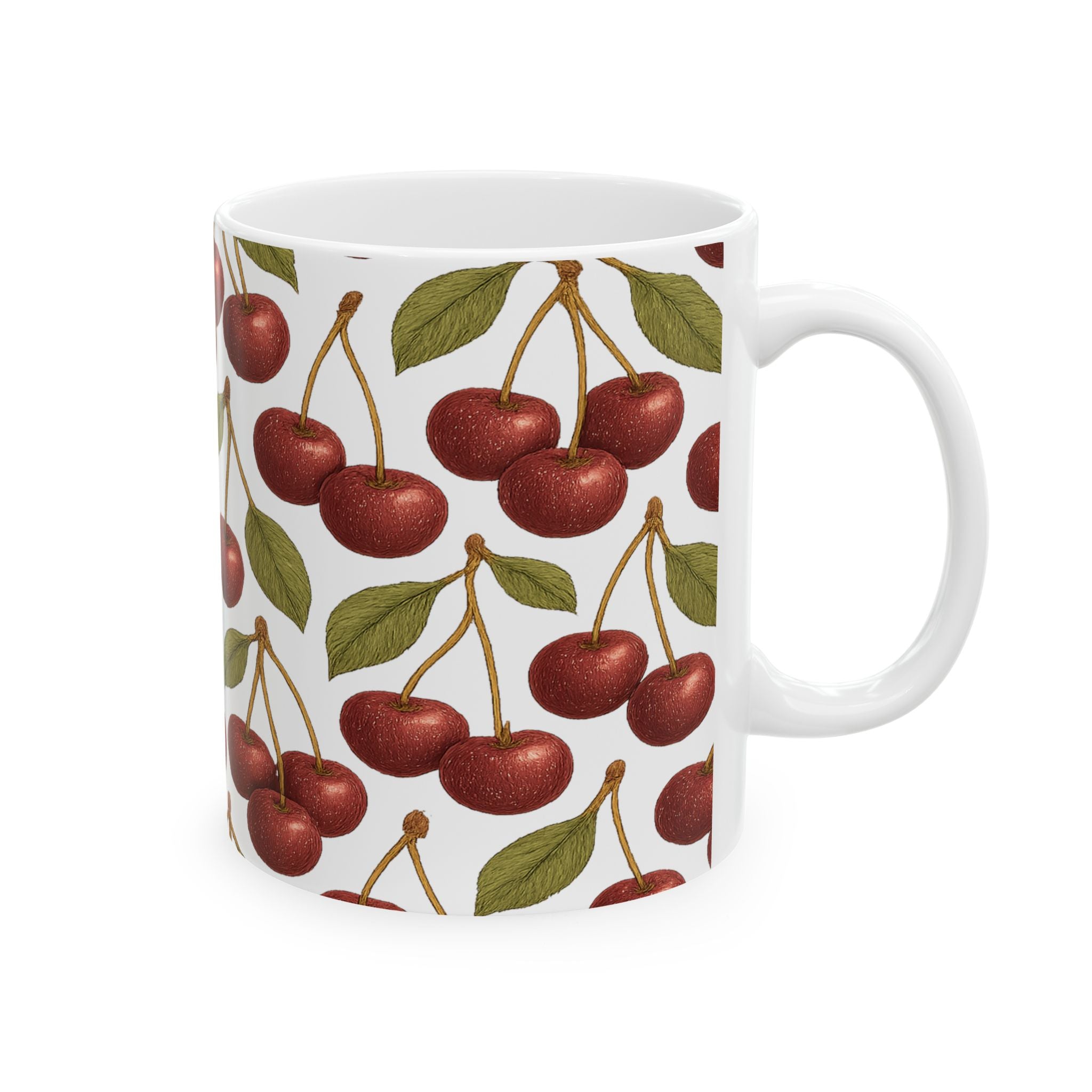 Botanical Cherries Full Wrap Coffee Mug | Fruit Gift | Ceramic Mug