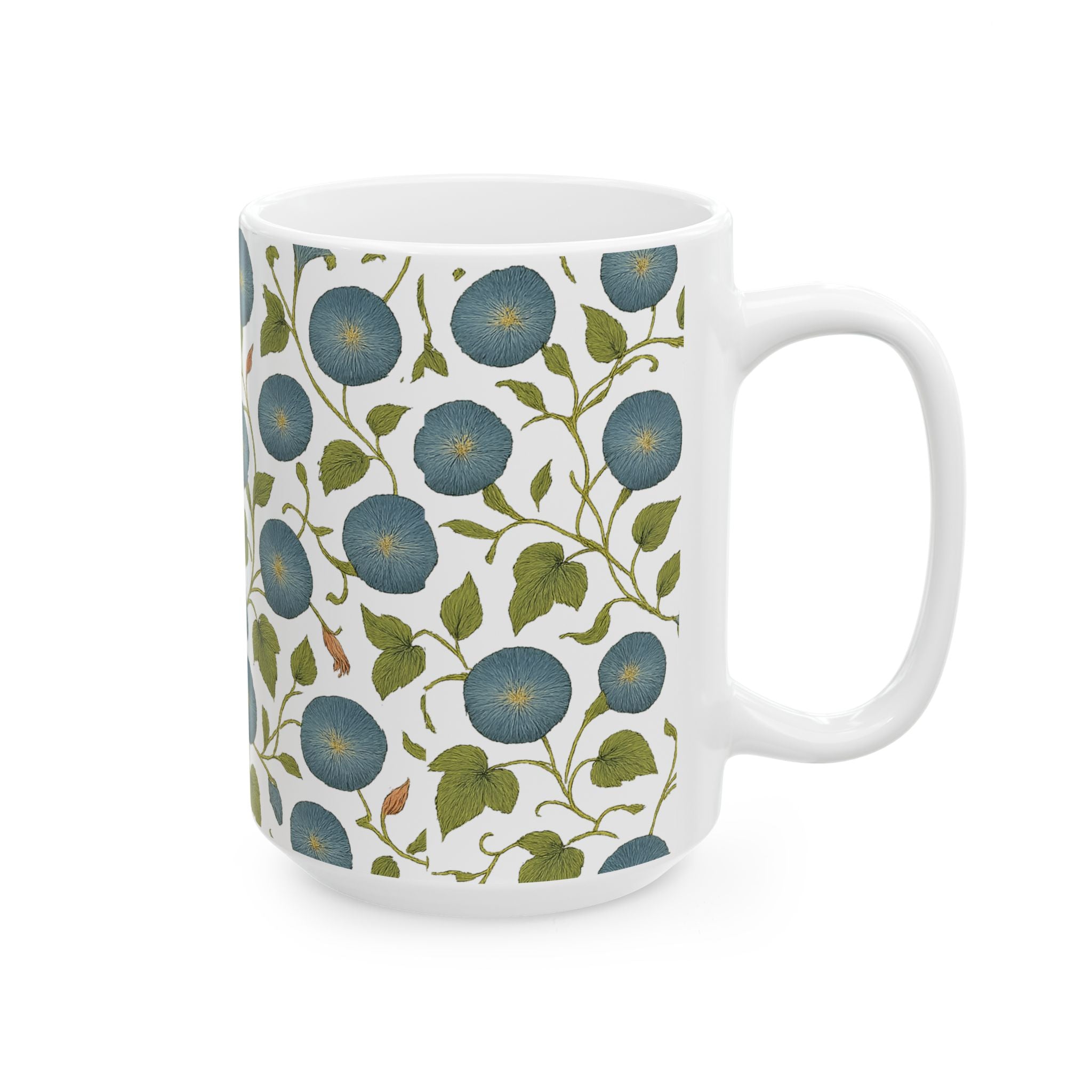 Vintage Morning Glory Vine Full Wrap Coffee Mug | Flowers Gift | Ceramic Mug