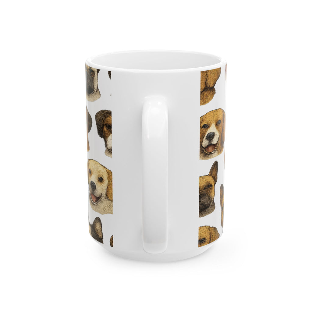 Botanical Dog Faces Full Wrap Coffee Mug | Dogs Gift | Ceramic Mug