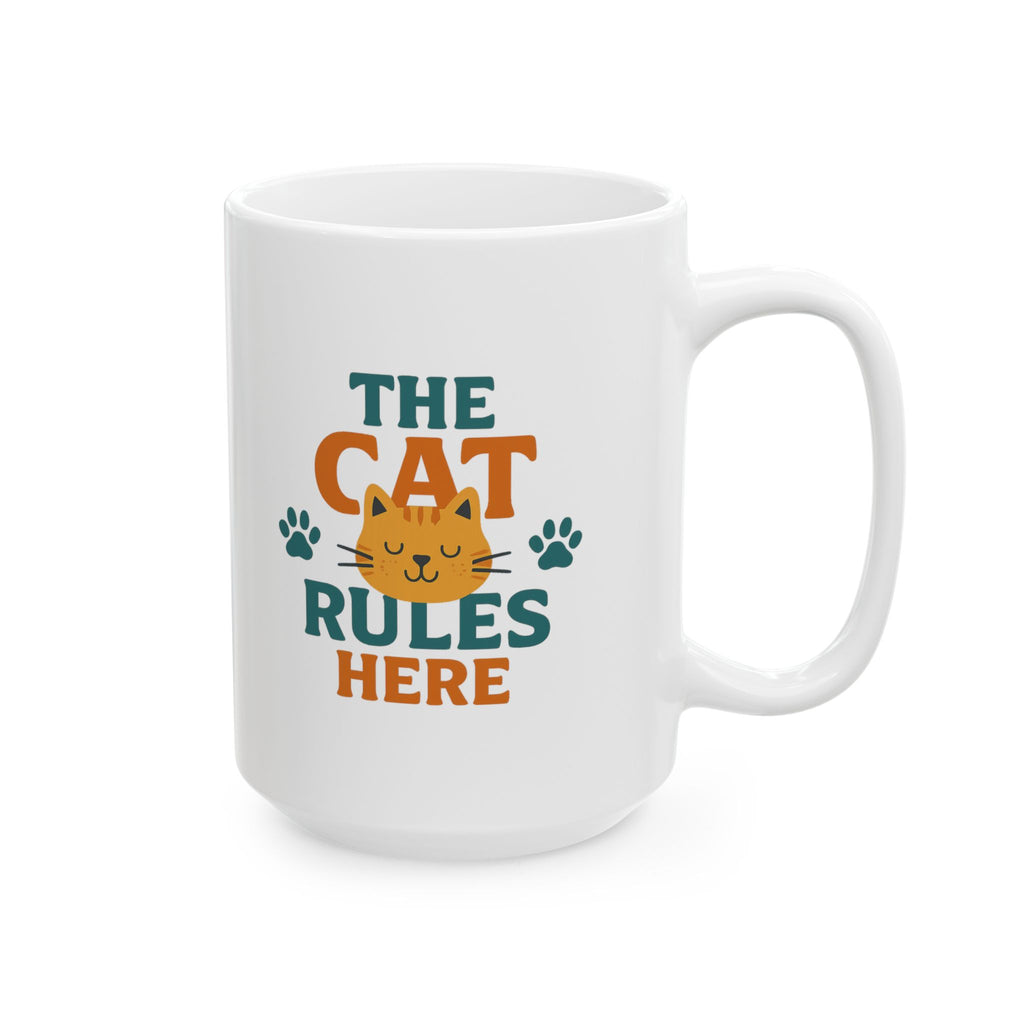 Cats Make The Rules Here Coffee Mug | Funny Cat Owner Humor | Ceramic Mug