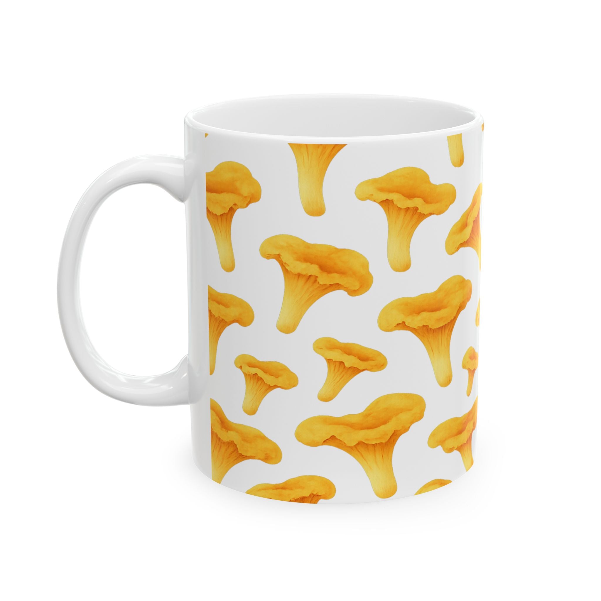 Watercolor Chanterelle Mushrooms Full Wrap Coffee Mug | Mushrooms Gift | Ceramic Mug