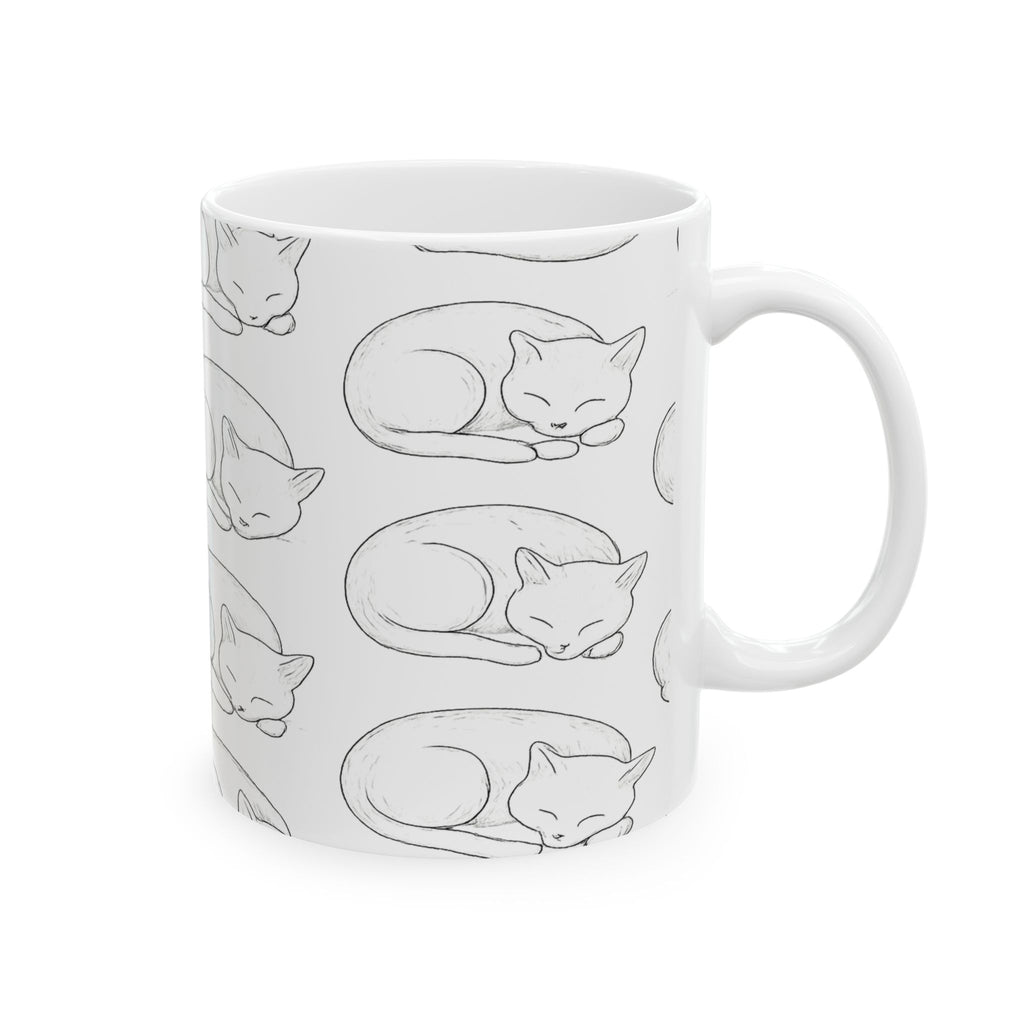 Delicate Sleeping Cats Full Wrap Coffee Mug | Cats Gift | Ceramic Mug