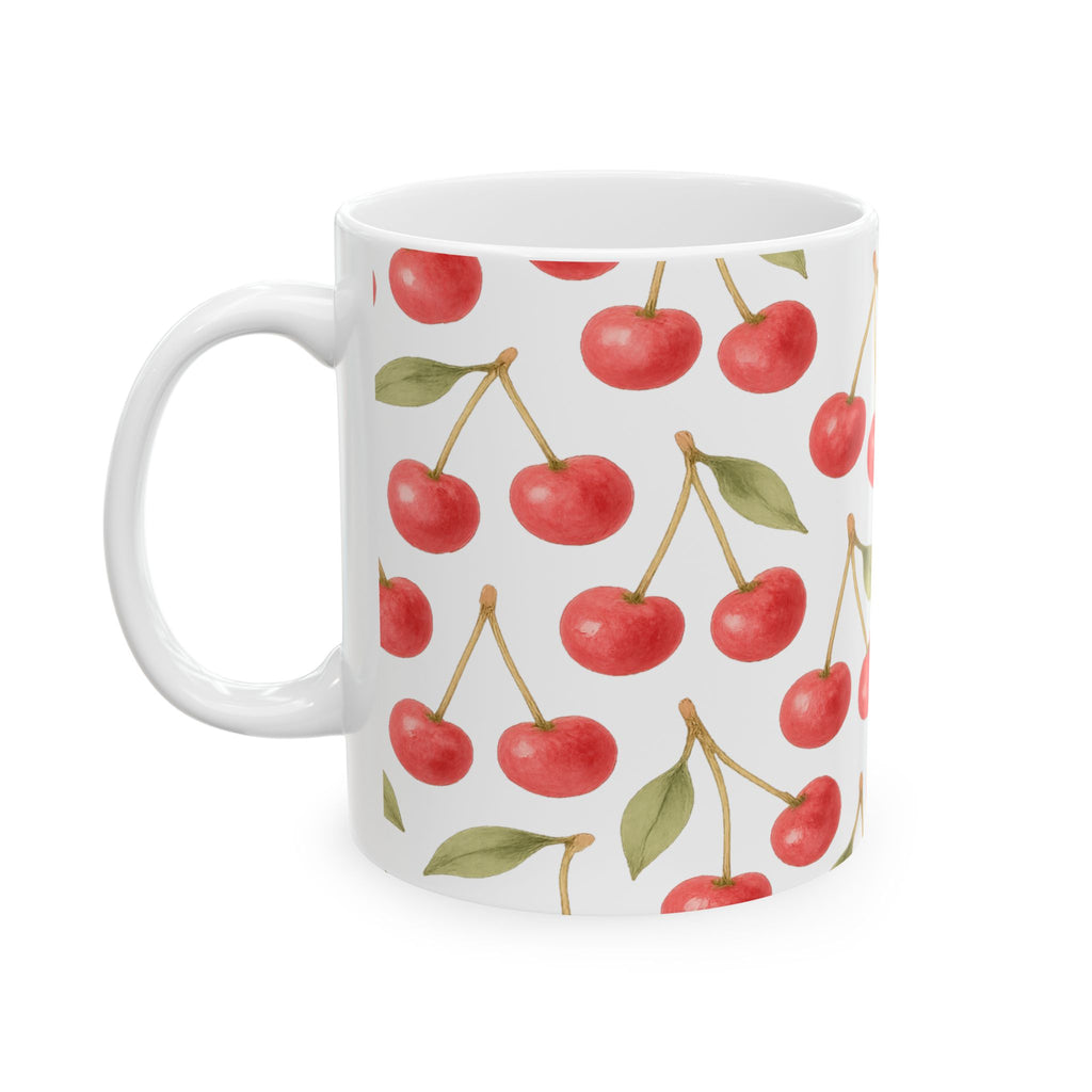 Watercolor Cherries Pattern Coffee Mug | Fruit Lover Gift | Ceramic Mug