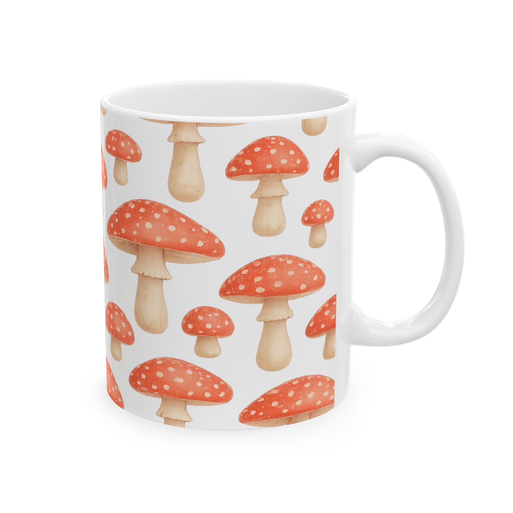 Watercolor Fly Agaric Mushrooms Full Wrap Coffee Mug | Mushrooms Gift | Ceramic Mug