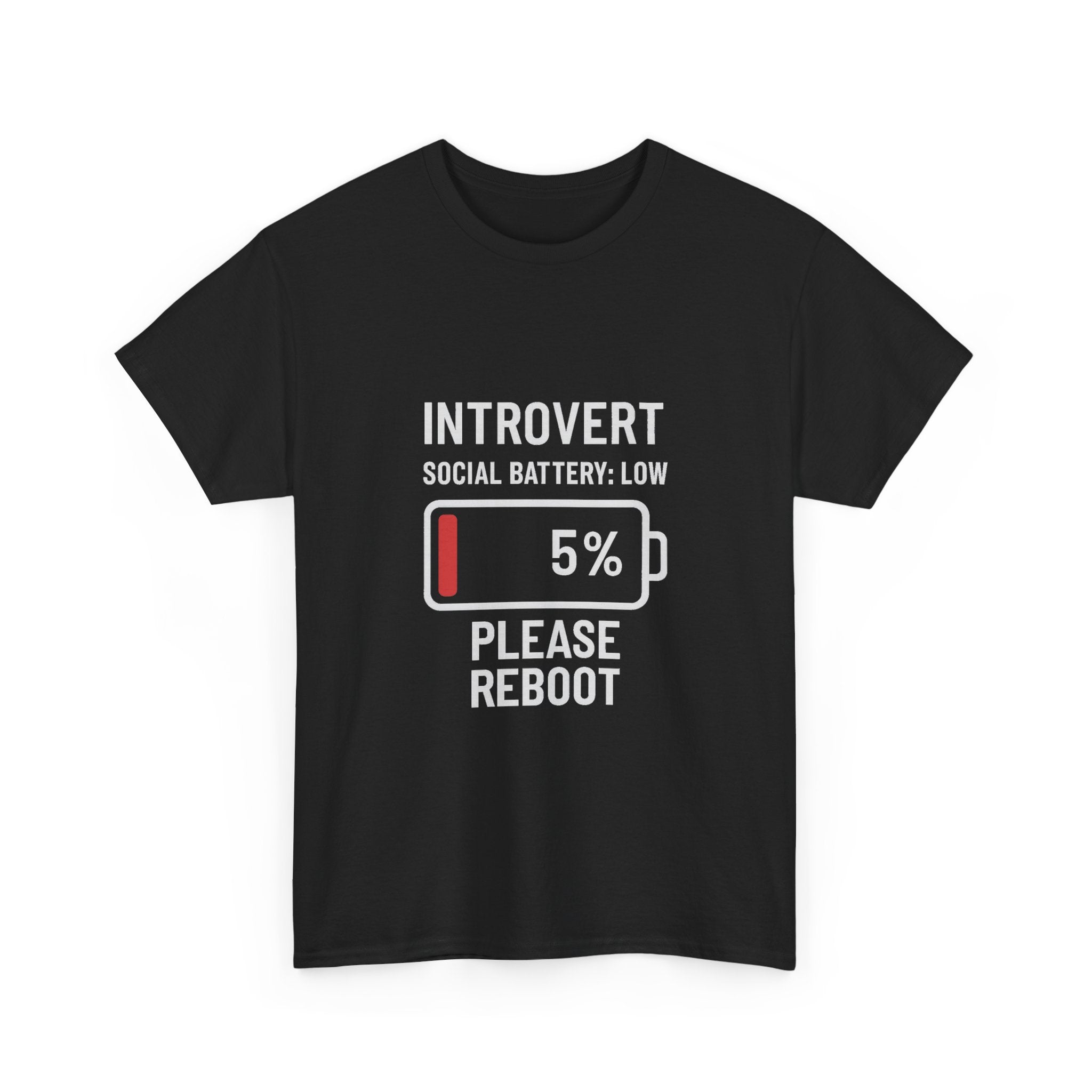 Introvert Social Battery Low Please Reboot T-Shirt | Unique Gift | Graphic Tee