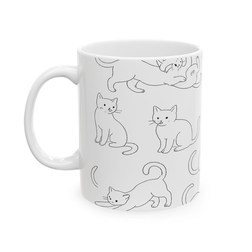 Delicate Playful Cats Full Wrap Coffee Mug | Cats Gift | Ceramic Mug