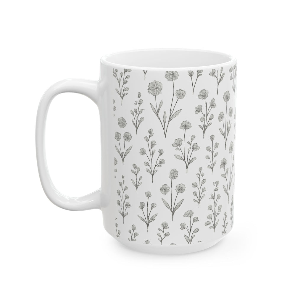 Delicate Wildflower Meadow Full Wrap Coffee Mug | Flowers Gift | Ceramic Mug