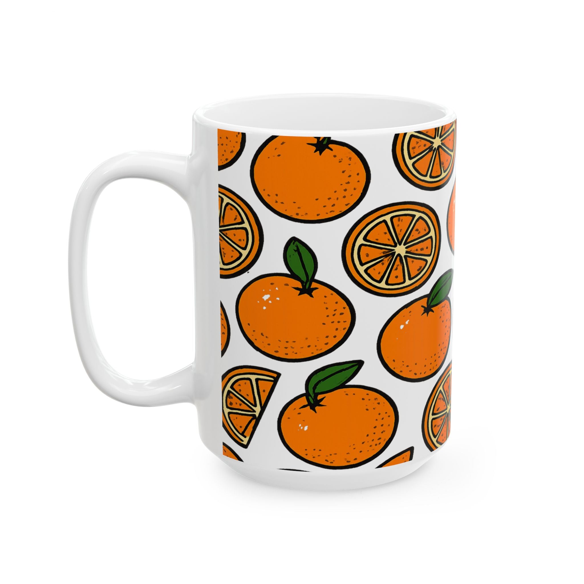 Bold Oranges Full Wrap Coffee Mug | Fruit Gift | Ceramic Mug