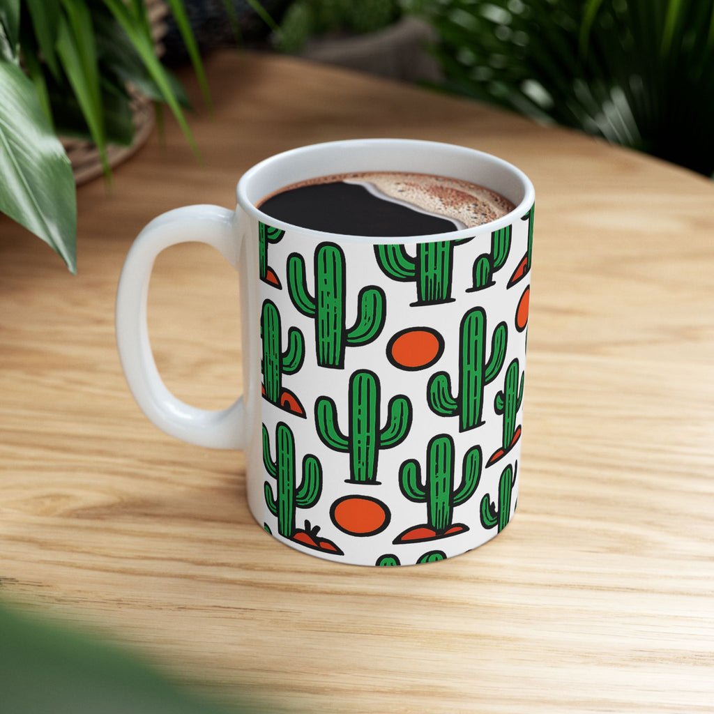 Bold Saguaro Cactus Desert Full Wrap Coffee Mug | Cactus Gift | Ceramic Mug