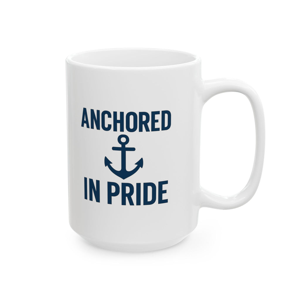 Navy Mom Anchored In Pride Coffee Mug | Gift for Mom | Ceramic Mug