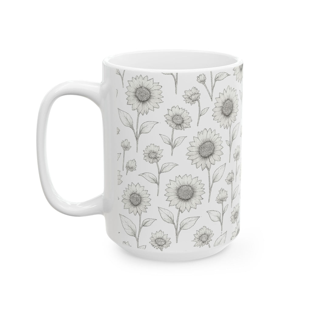 Delicate Sunflower Field Full Wrap Coffee Mug | Flowers Gift | Ceramic Mug