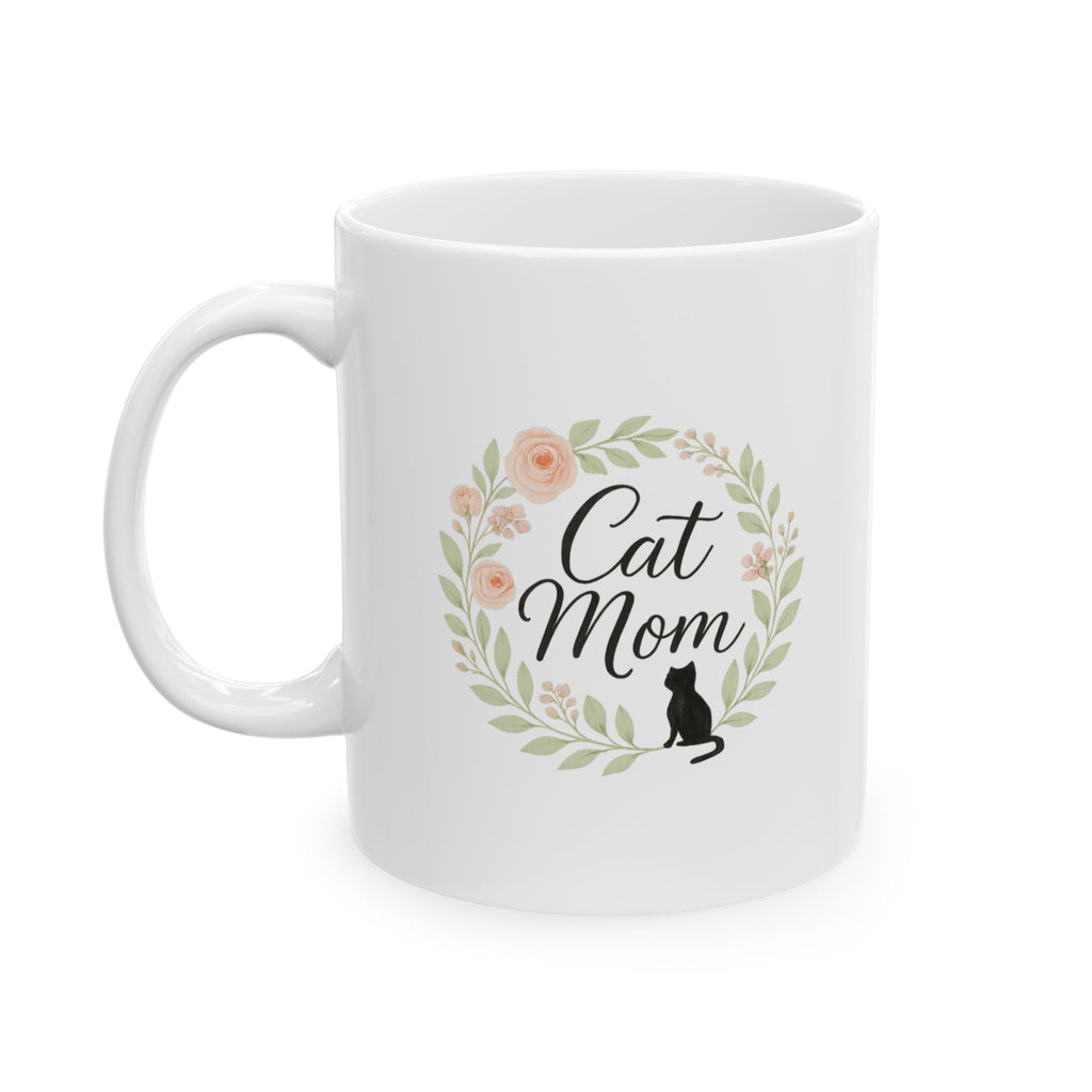 Cat Mom Floral Paw Coffee Mug | Cat Lover Gift | Ceramic Mug